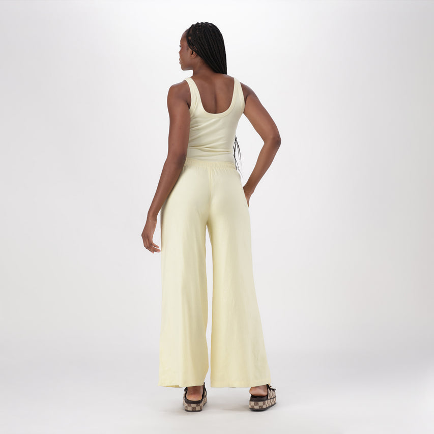 WALKER SOFT YELLOW WIDELEG LINEN PANTS - view 4
