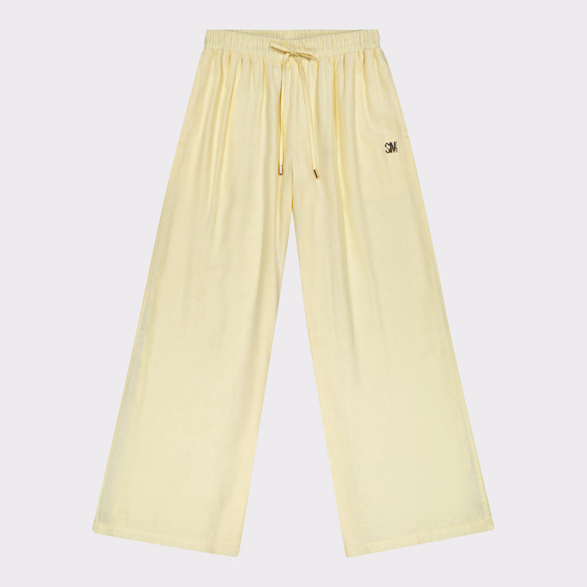 WALKER SOFT YELLOW WIDELEG LINEN PANTS - view 5