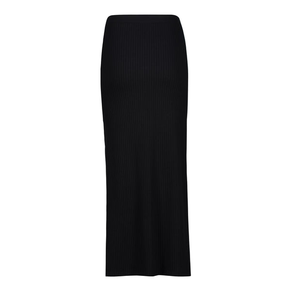 LAUREN BLACK HIGH WAISTED RIB BODYCON MAXI SKIRT