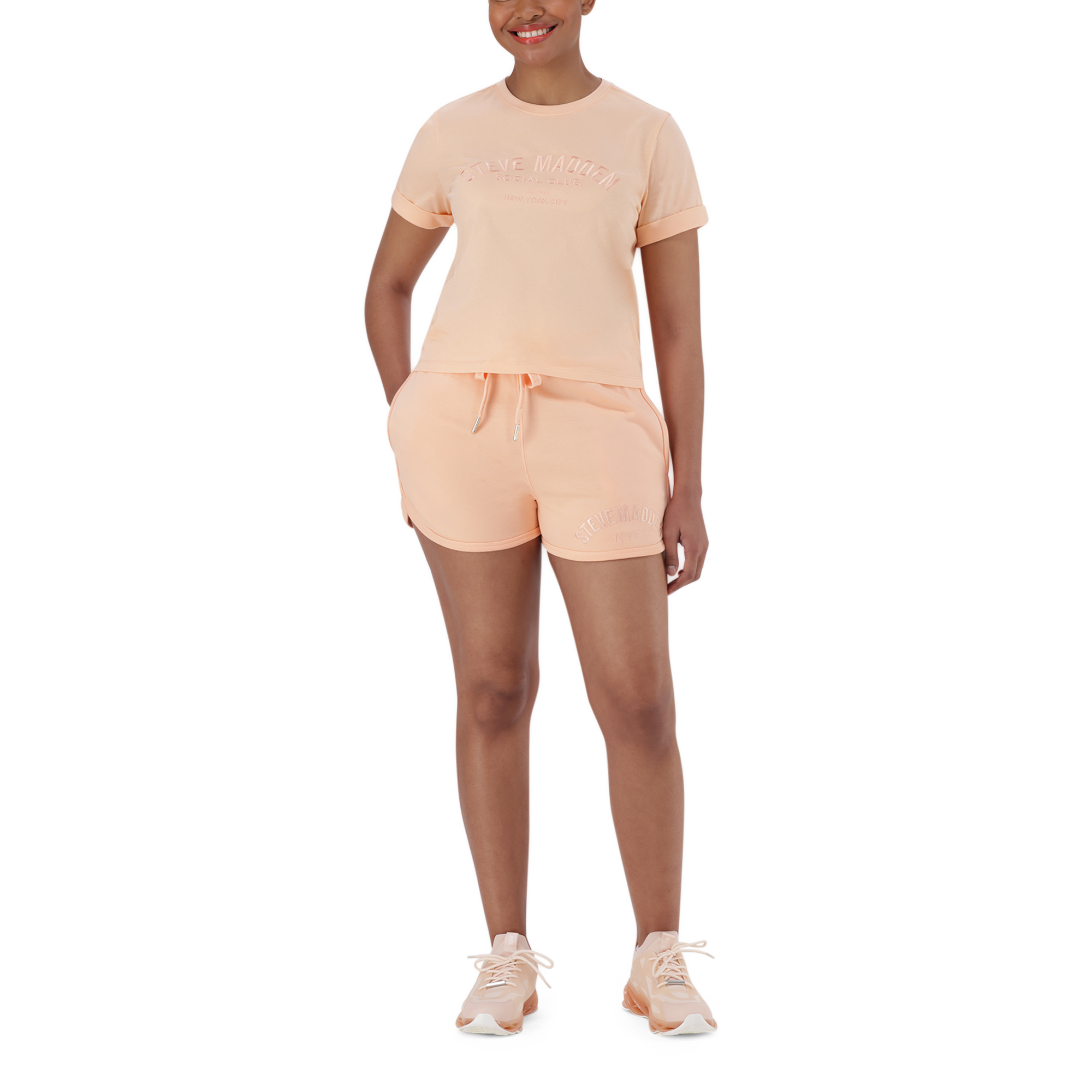 TAMSYN PEACH FUZZ JOGGER SHORTS