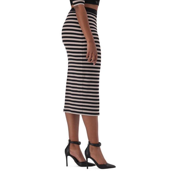 KINSLEY STRIPED BLACK CHAMPAGNE BODYCON SKIRT