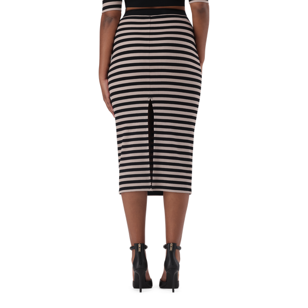 KINSLEY STRIPED BLACK CHAMPAGNE BODYCON SKIRT