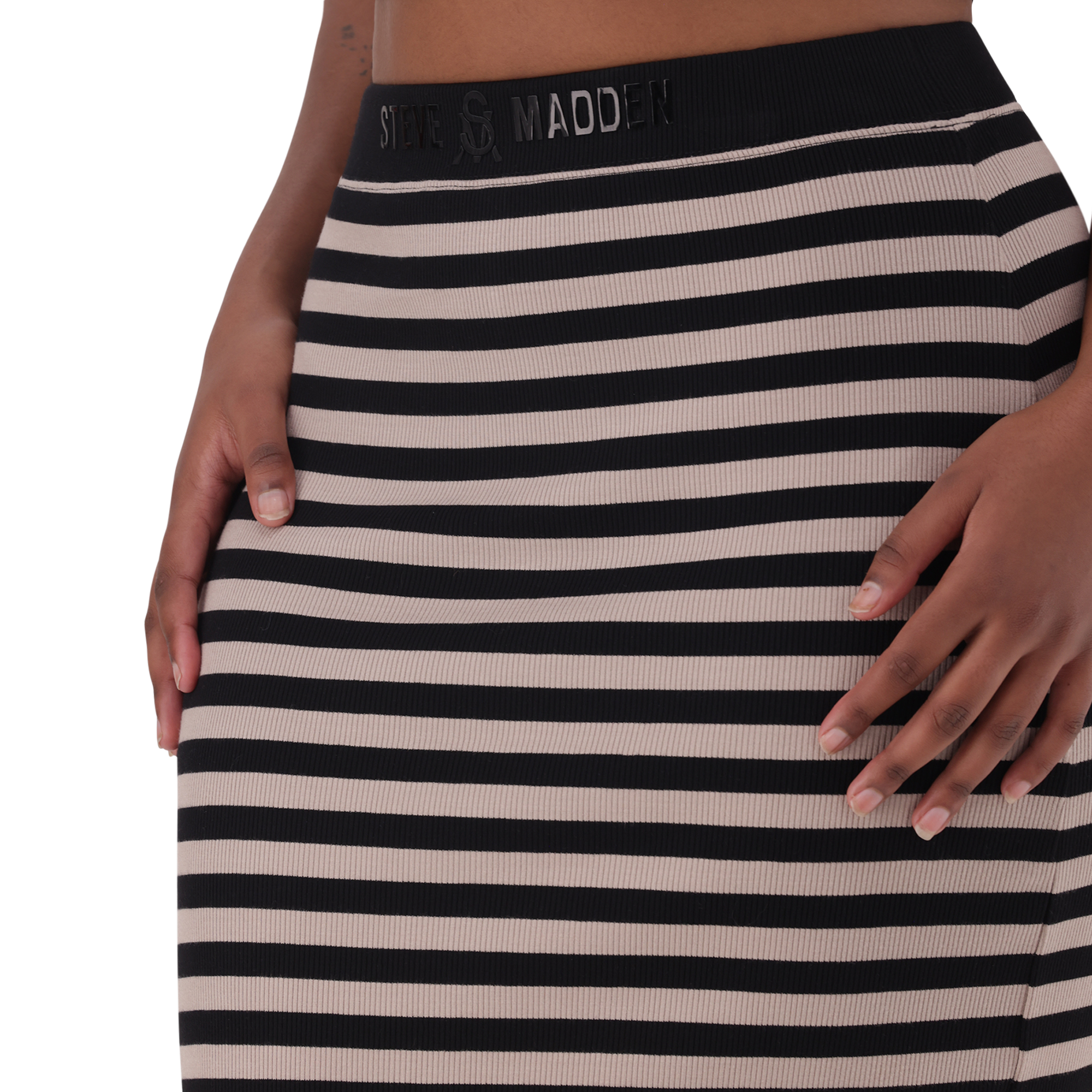 KINSLEY STRIPED BLACK CHAMPAGNE BODYCON SKIRT