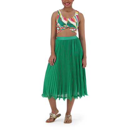 SIERRA EMERALD PLEATED MIDI SKIRT