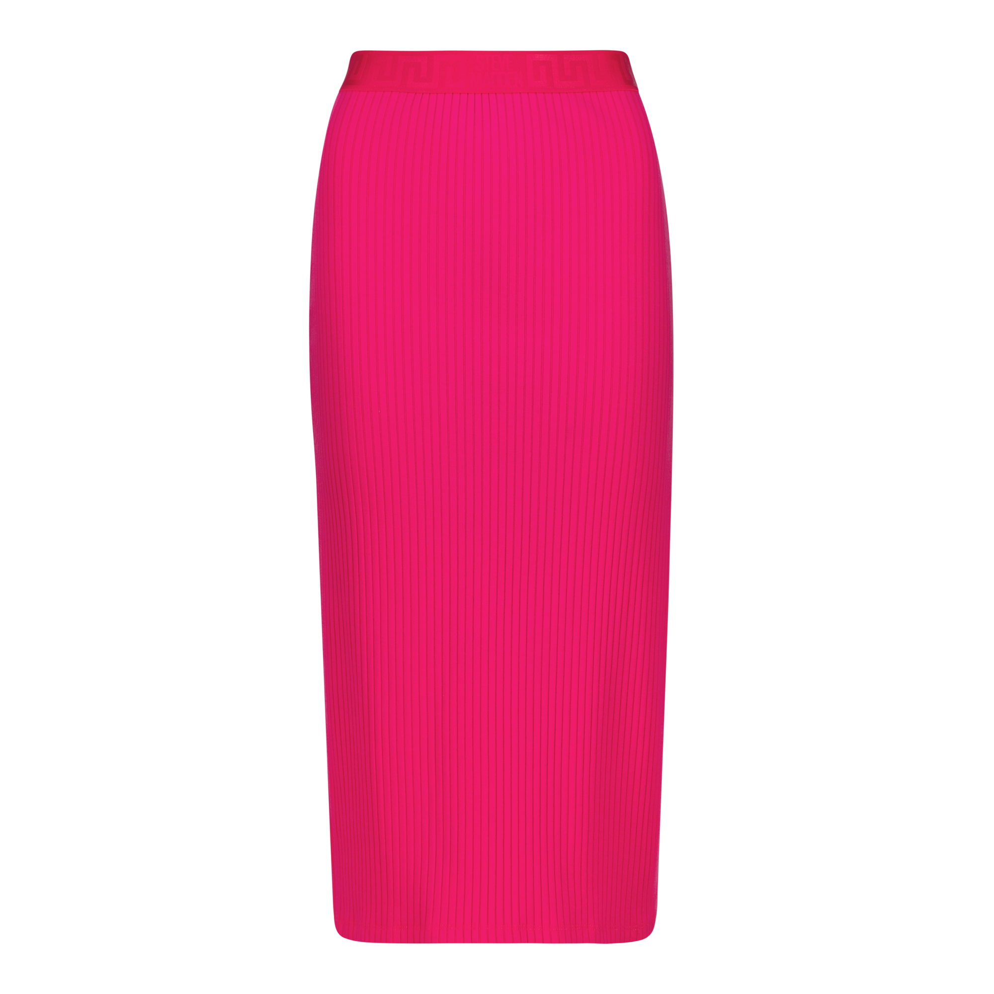 MACIE HOT PINK BODYCON MIDI SKIRT WITH GATHERS
