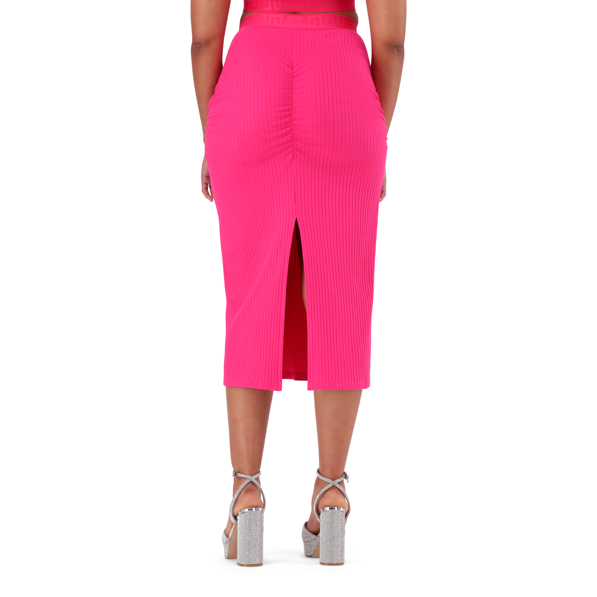 Red pink midi skirt top