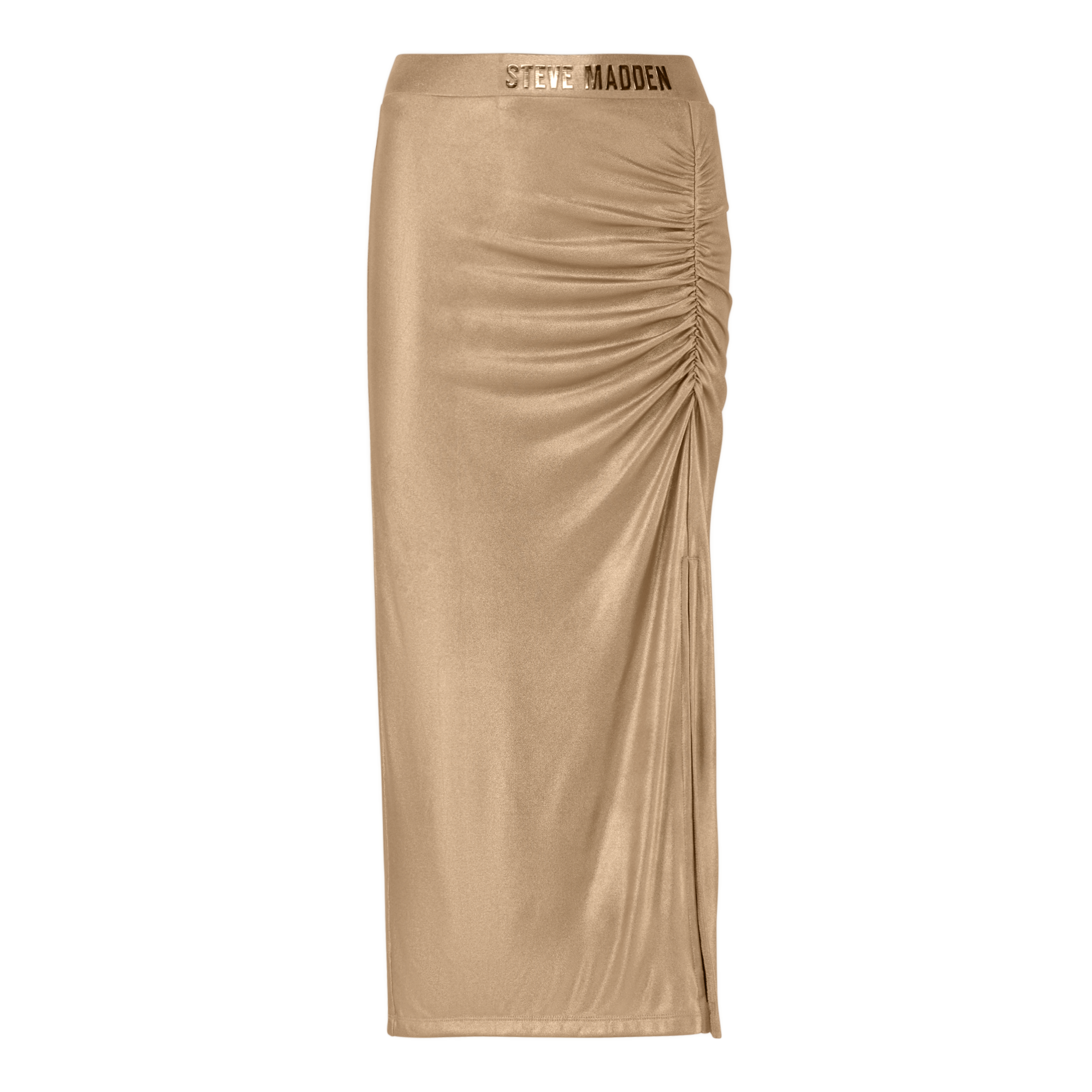 OPAL GOLD METALLIC BODYCON MIDI SKIRT