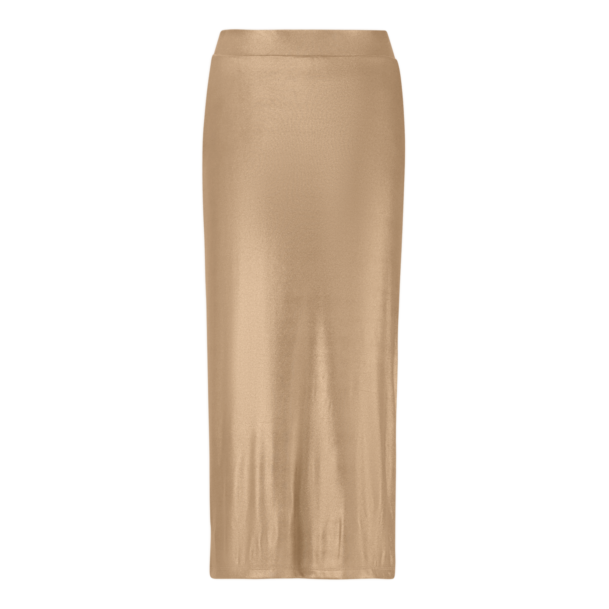 OPAL GOLD METALLIC BODYCON MIDI SKIRT