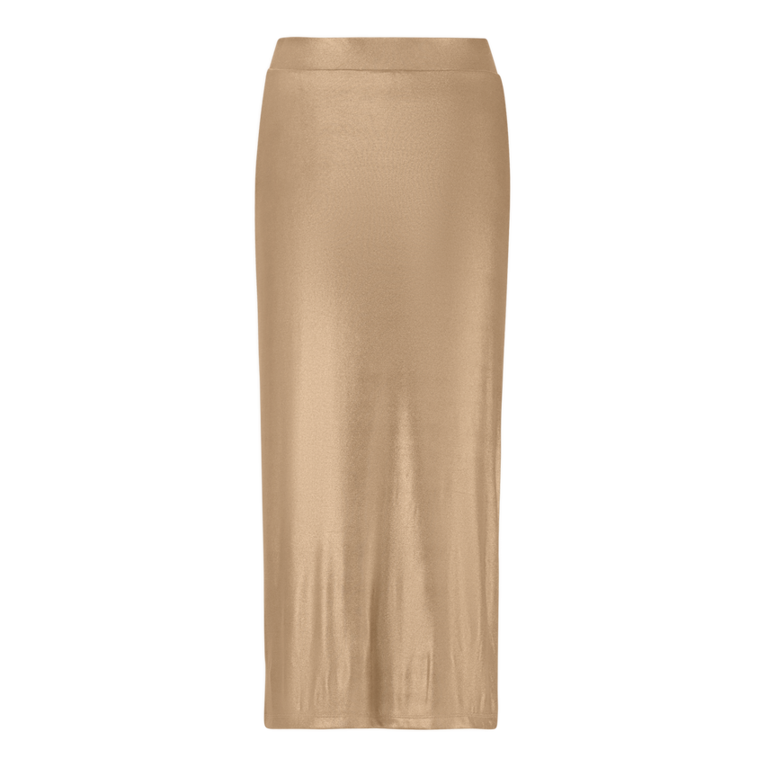 OPAL GOLD METALLIC BODYCON MIDI SKIRT