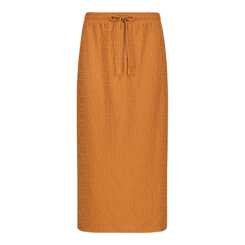 BONNIE DARK CARAMEL EMBOSSED LOGO SKIRT