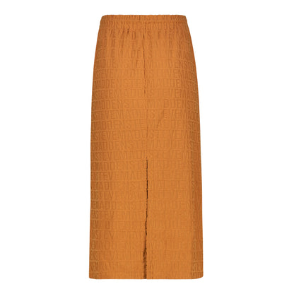 BONNIE DARK CARAMEL EMBOSSED LOGO SKIRT