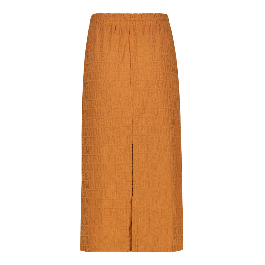 BONNIE DARK CARAMEL EMBOSSED LOGO SKIRT