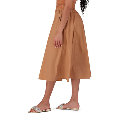 IVANNA CINNAMON FLARED MIDI SKIRT