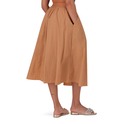 IVANNA CINNAMON FLARED MIDI SKIRT