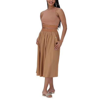 IVANNA CINNAMON FLARED MIDI SKIRT