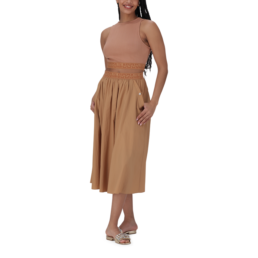 IVANNA CINNAMON FLARED MIDI SKIRT