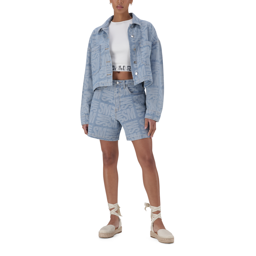 JAYDA LIGHT BLUE JACQUARD DENIM SHACKET