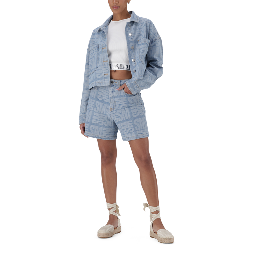 JAYDA LIGHT BLUE JACQUARD DENIM SHACKET