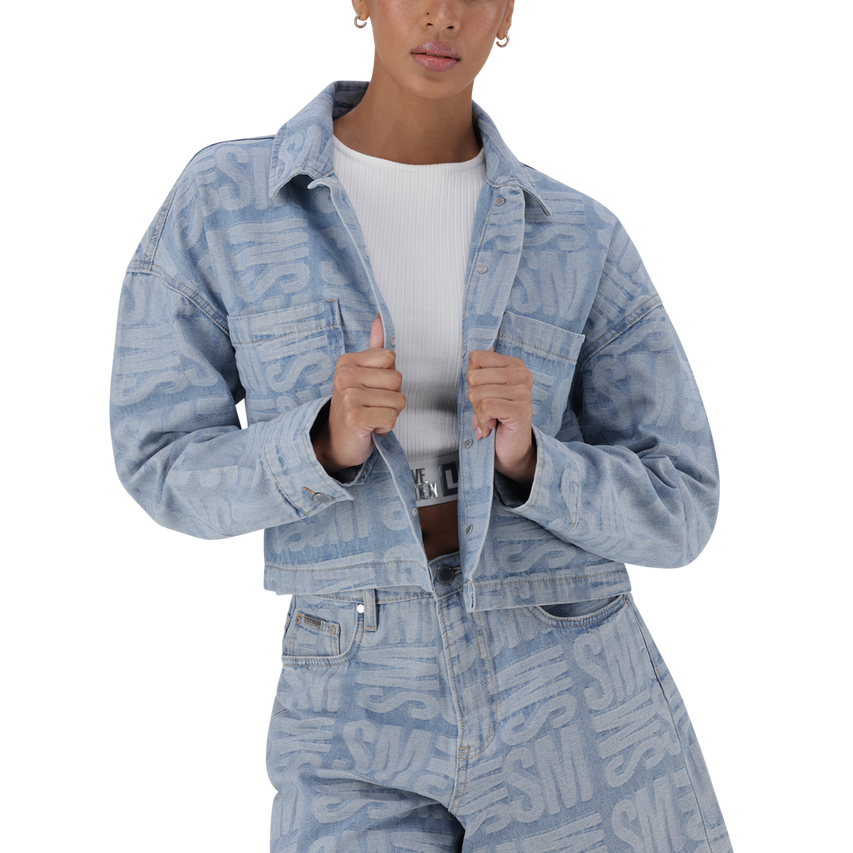 JAYDA LIGHT BLUE JACQUARD DENIM SHACKET