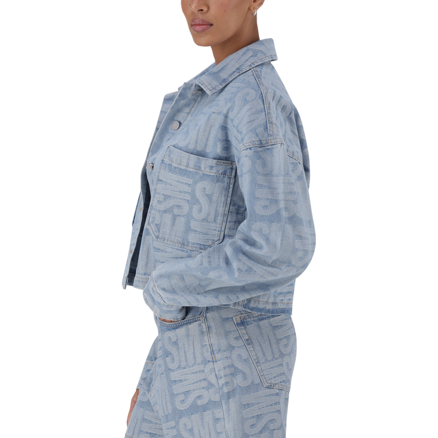 JAYDA LIGHT BLUE JACQUARD DENIM SHACKET
