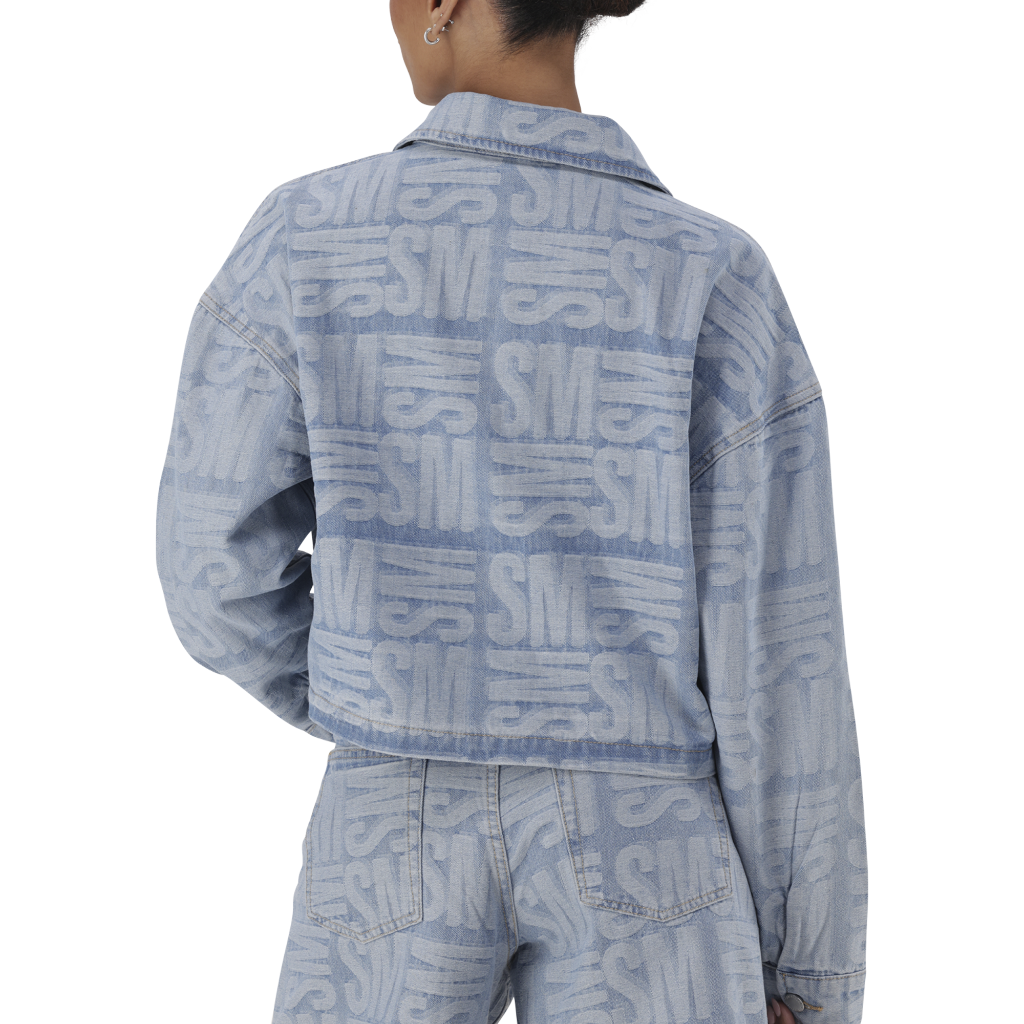 JAYDA LIGHT BLUE JACQUARD DENIM SHACKET