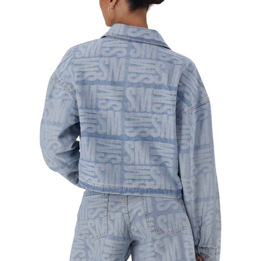 JAYDA LIGHT BLUE JACQUARD DENIM SHACKET