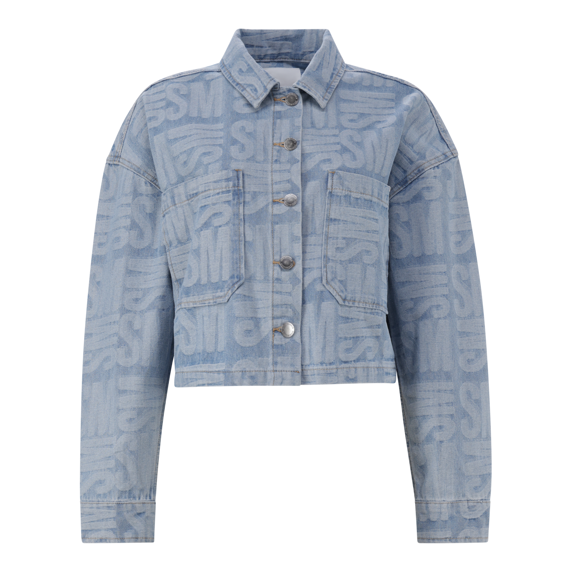 JAYDA LIGHT BLUE JACQUARD DENIM SHACKET