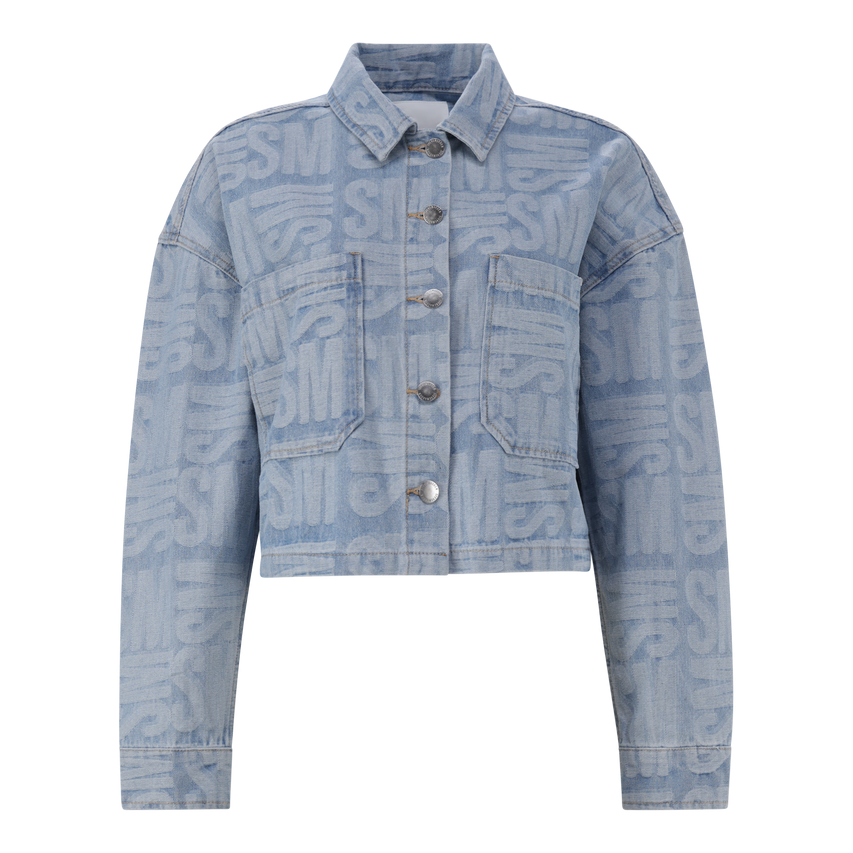 JAYDA LIGHT BLUE JACQUARD DENIM SHACKET