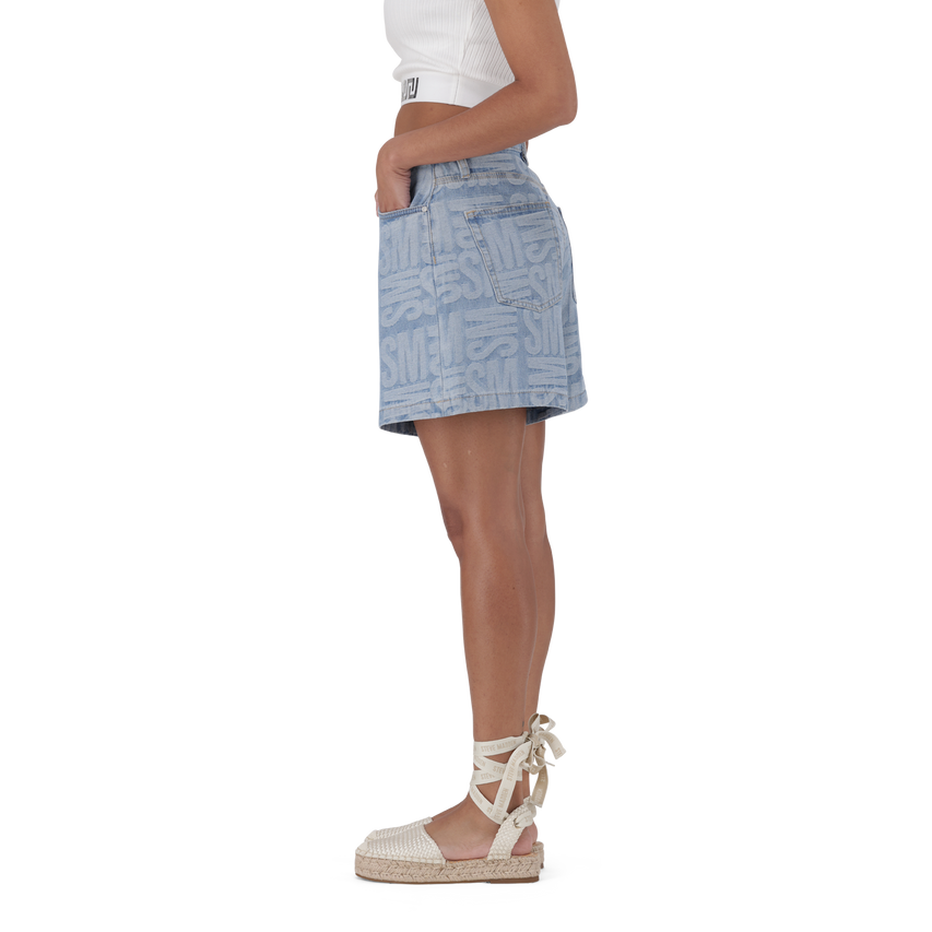 JULIA LIGHT BLUE JACQUARD BERMUDA DENIM SHORTS