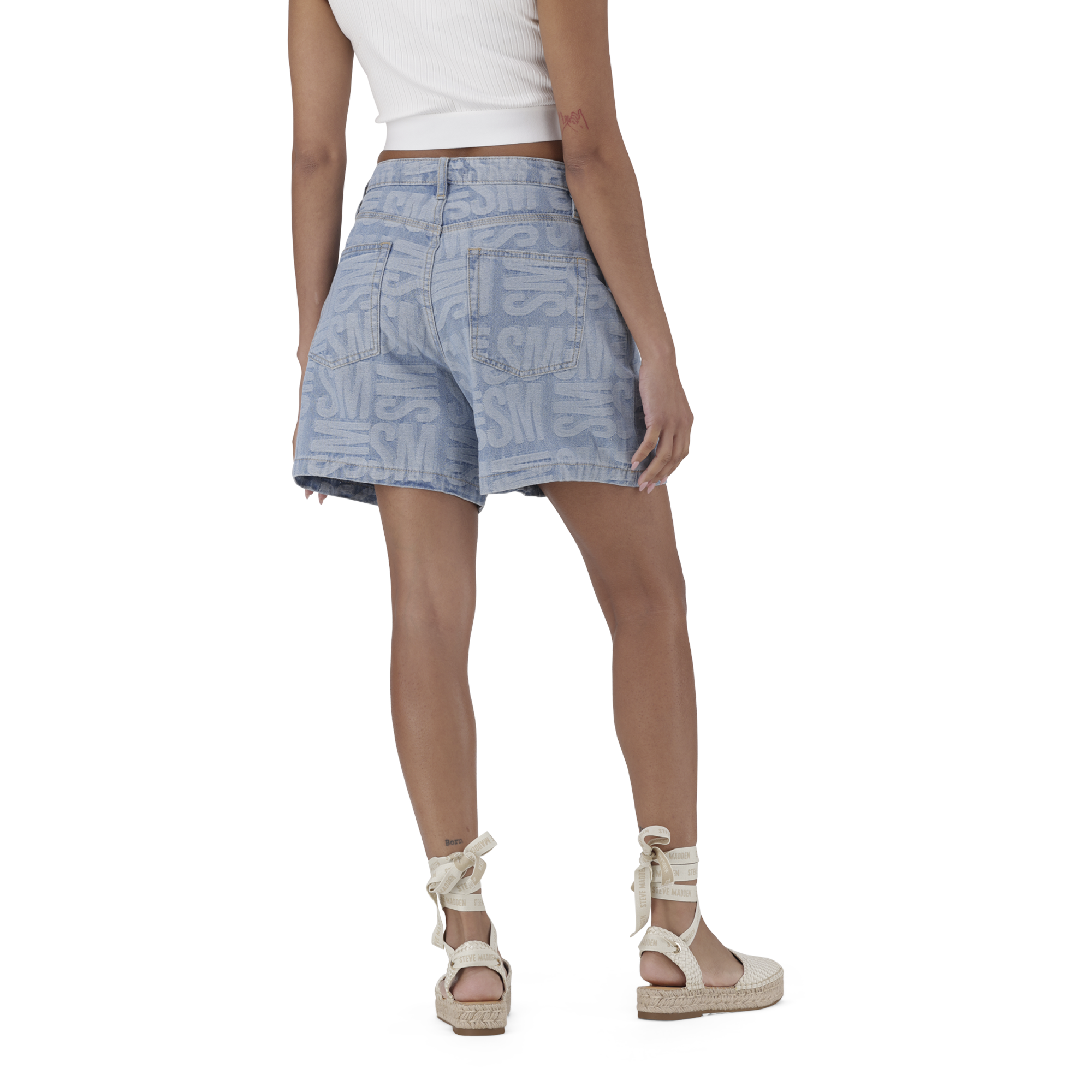 JULIA LIGHT BLUE JACQUARD BERMUDA DENIM SHORTS