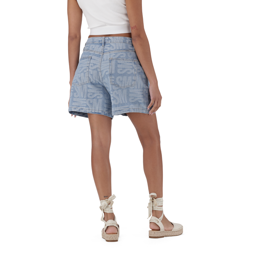JULIA LIGHT BLUE JACQUARD BERMUDA DENIM SHORTS