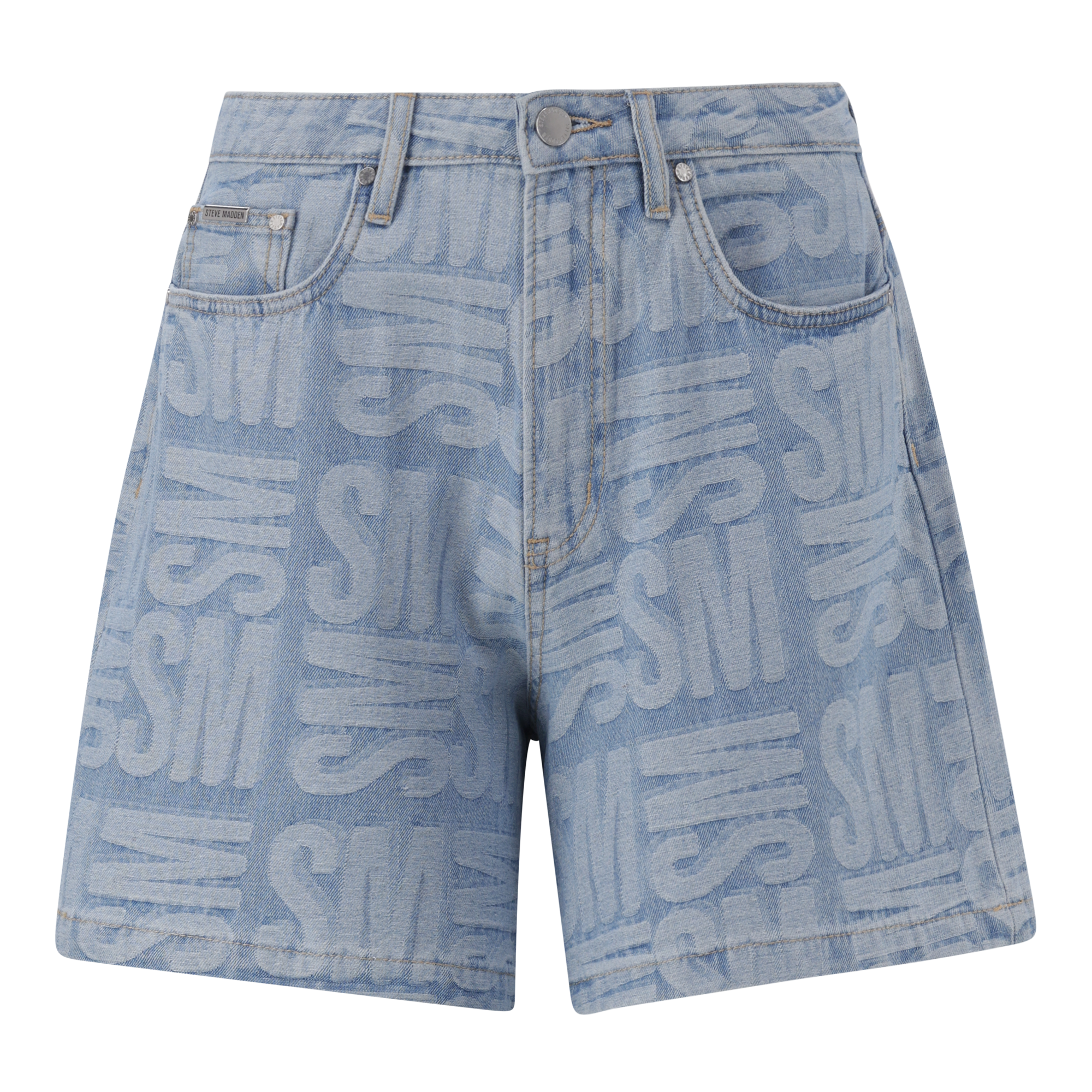 JULIA LIGHT BLUE JACQUARD BERMUDA DENIM SHORTS