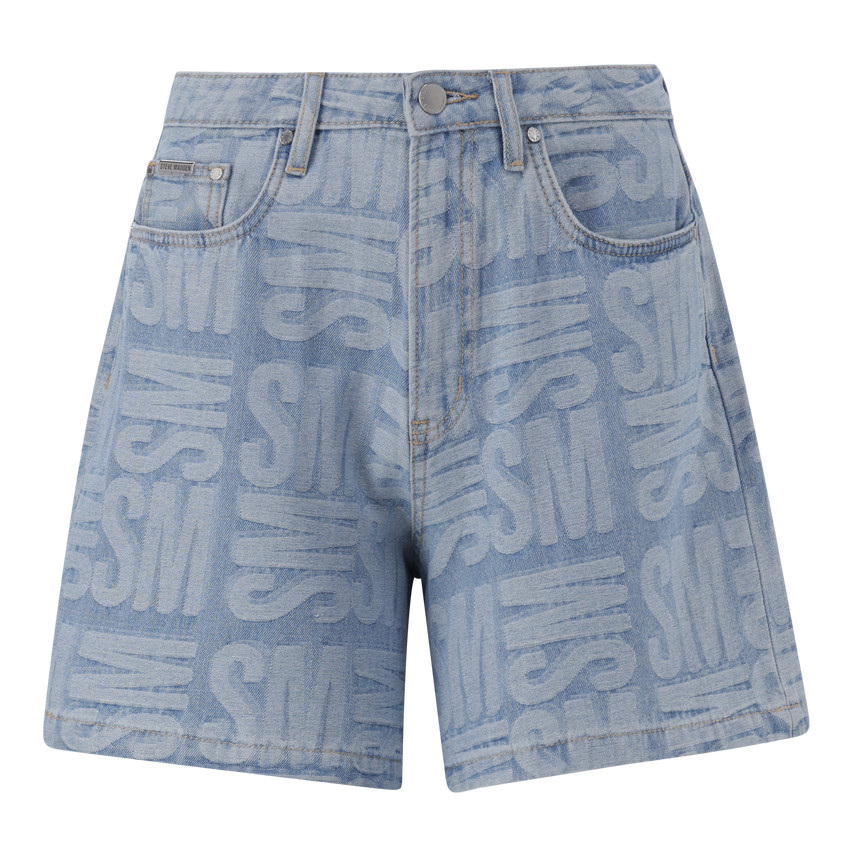 JULIA LIGHT BLUE JACQUARD BERMUDA DENIM SHORTS