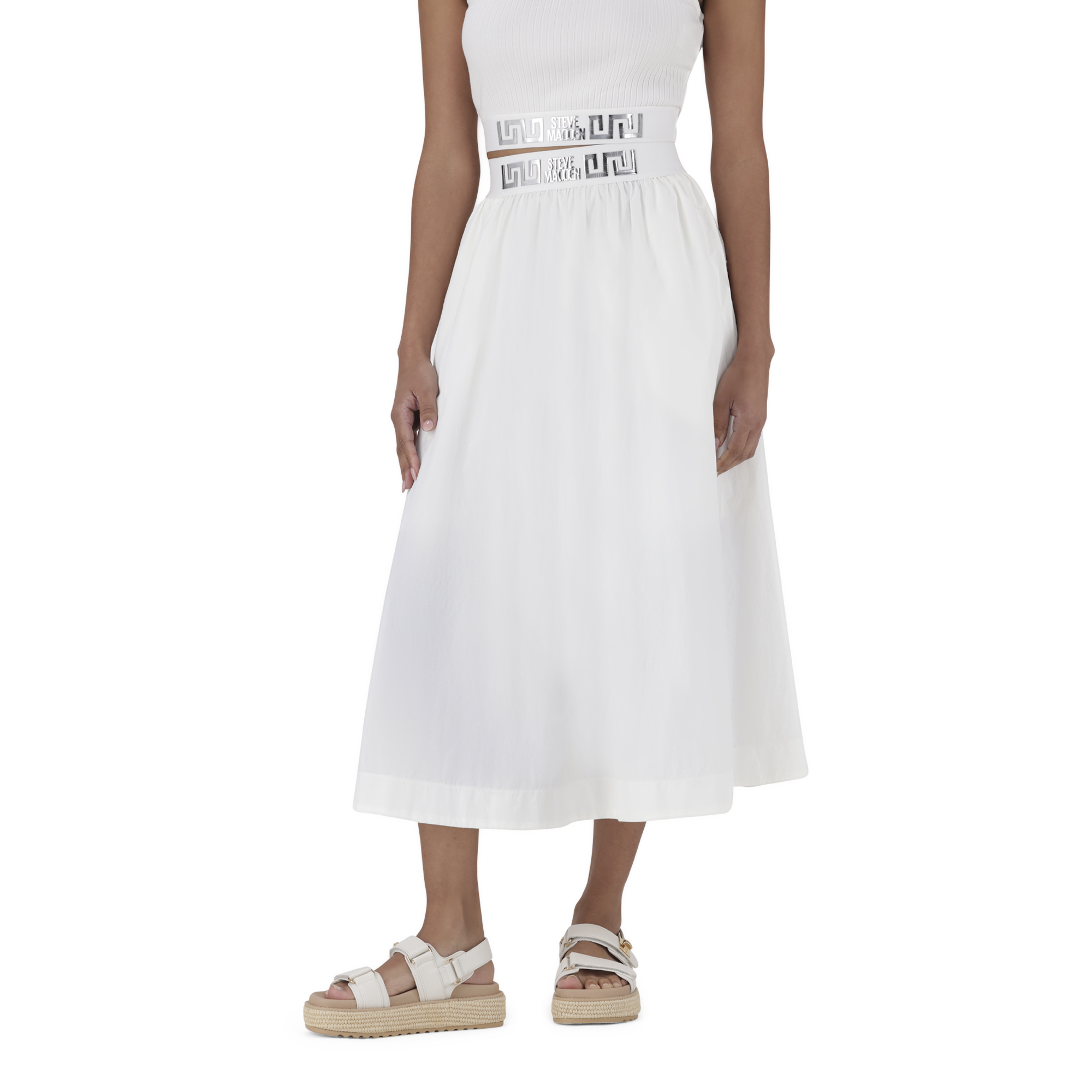 FAE WHITE FLARE SKIRT