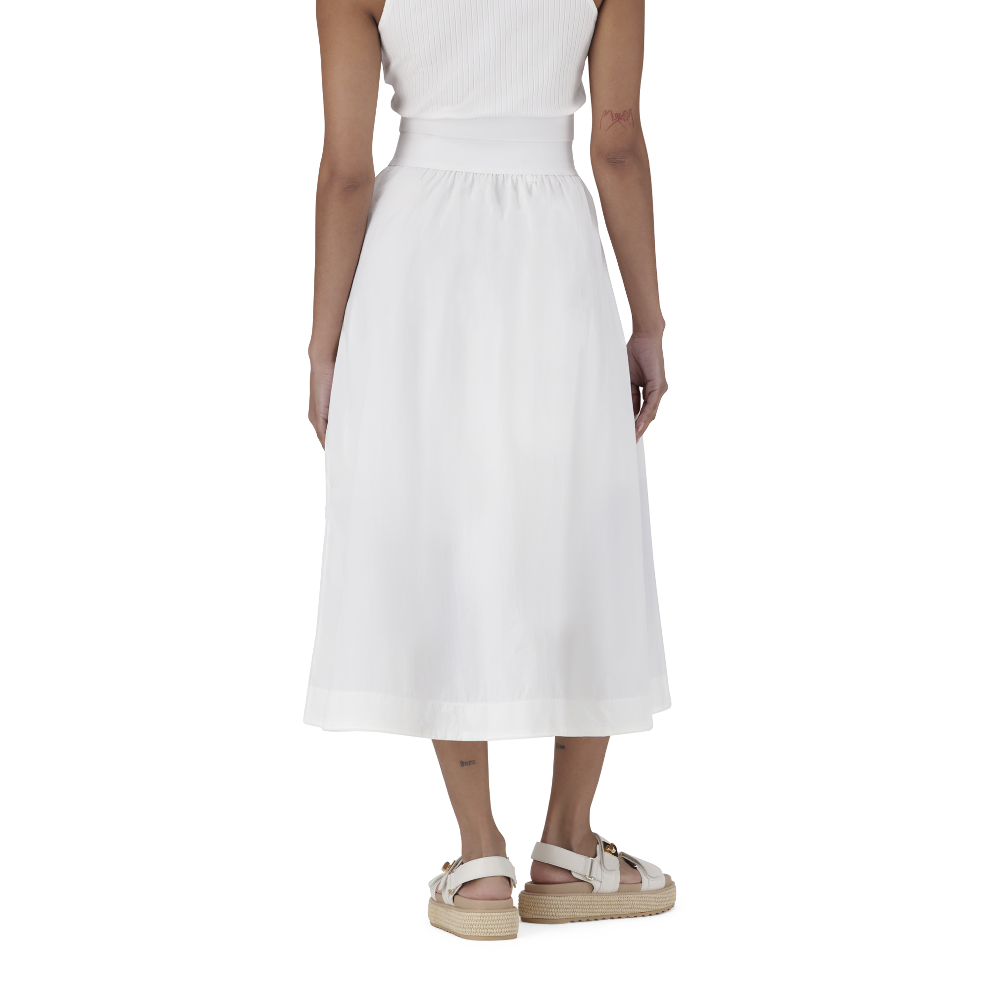FAE WHITE FLARE SKIRT