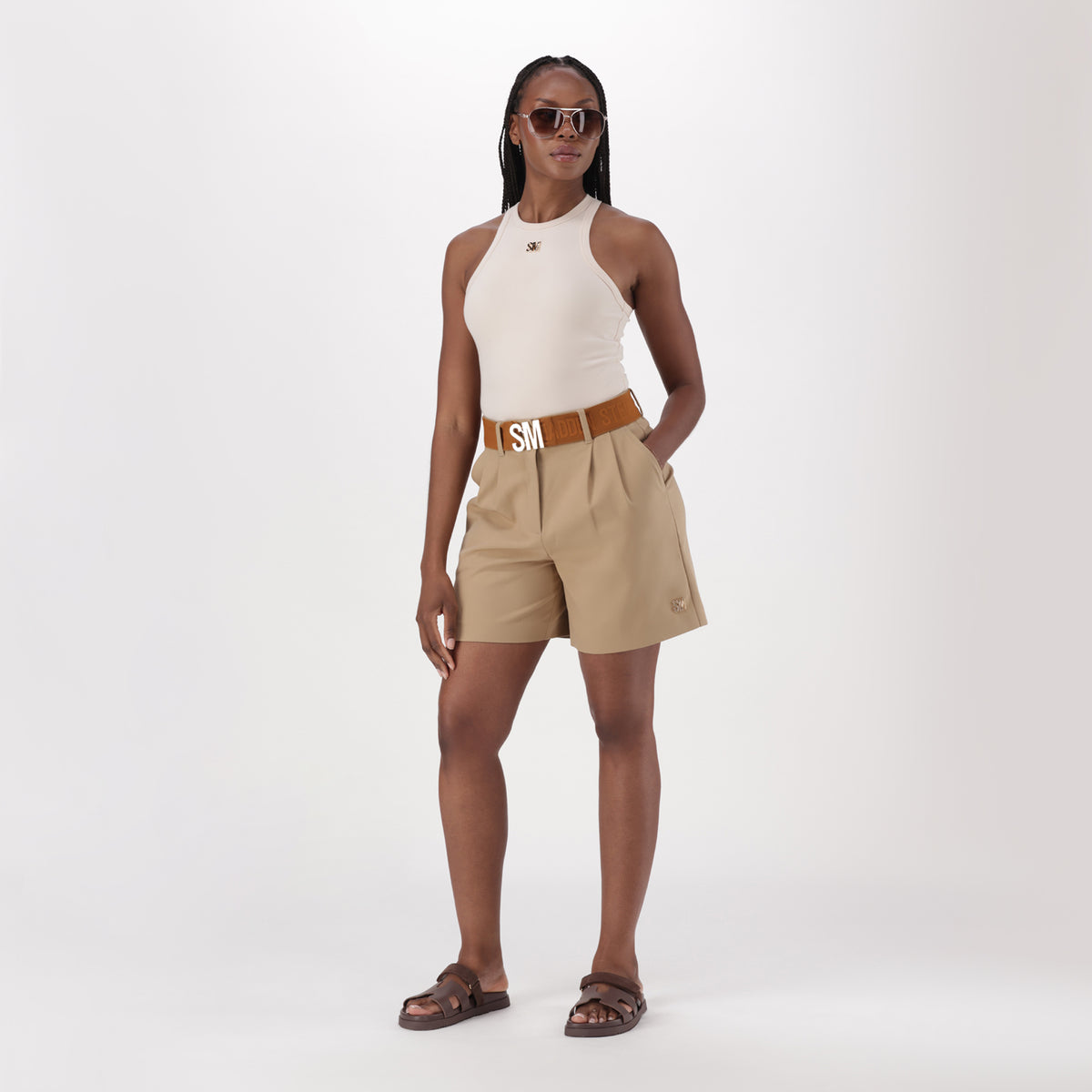 BARBARA LATTE BELTED BERMUDA SHORTS - view 2