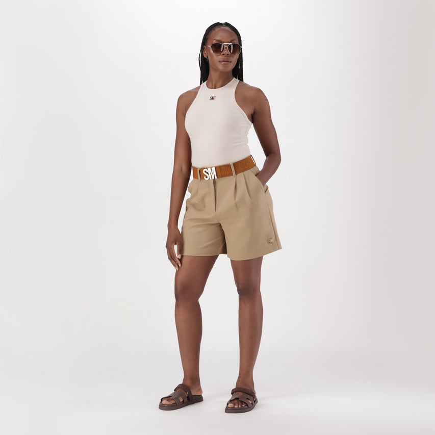 BARBARA LATTE BELTED BERMUDA SHORTS - view 2