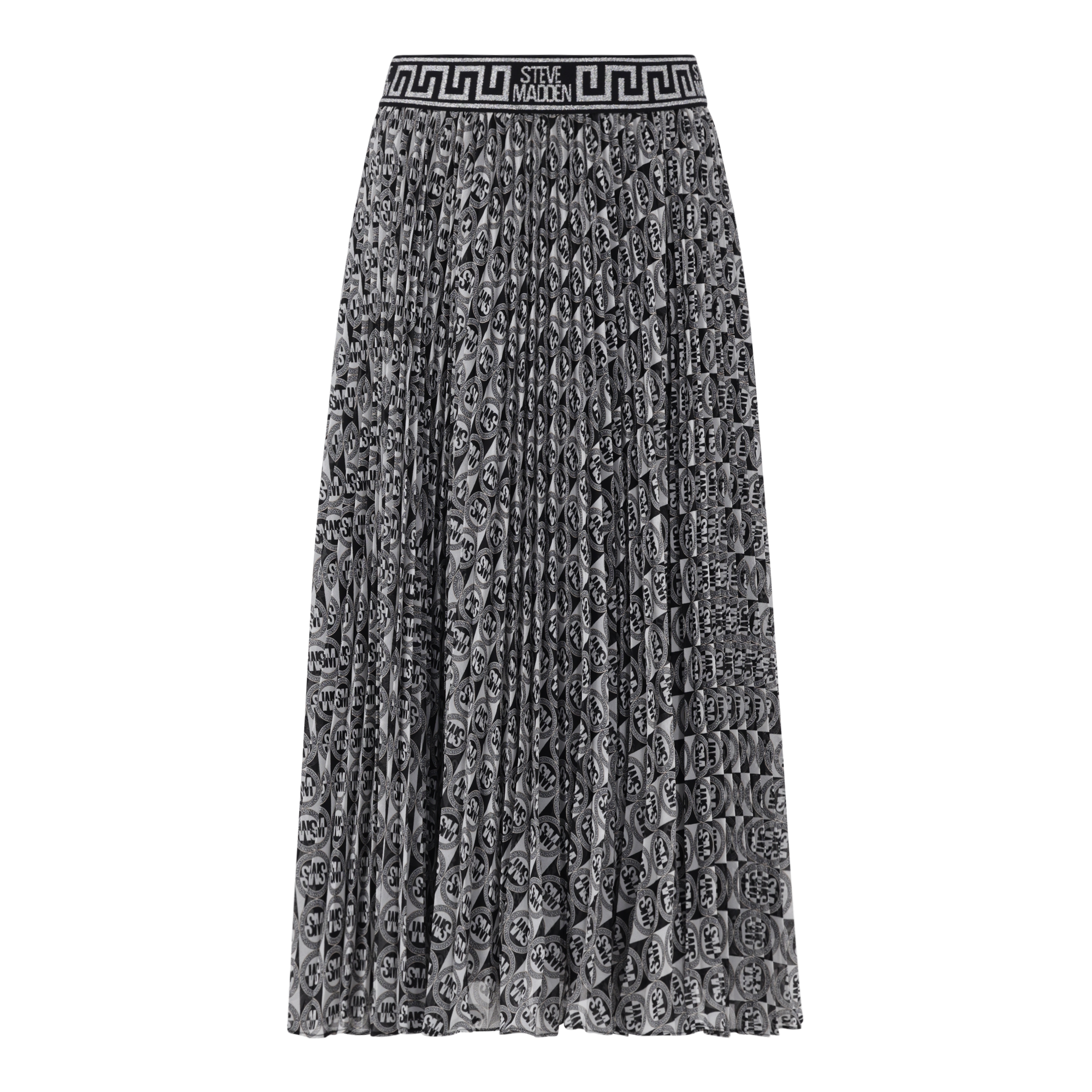 PAIGE BLACK/WHITE PLEATED MIDI SKIRT