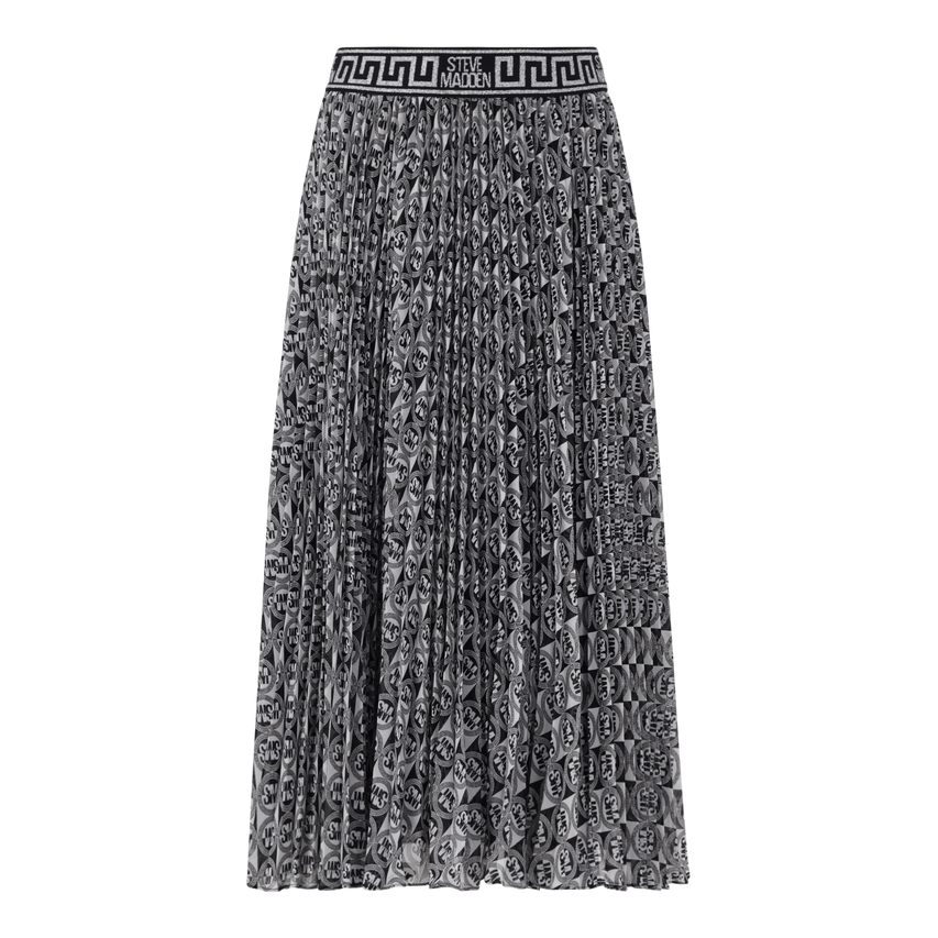 PAIGE BLACK/WHITE PLEATED MIDI SKIRT