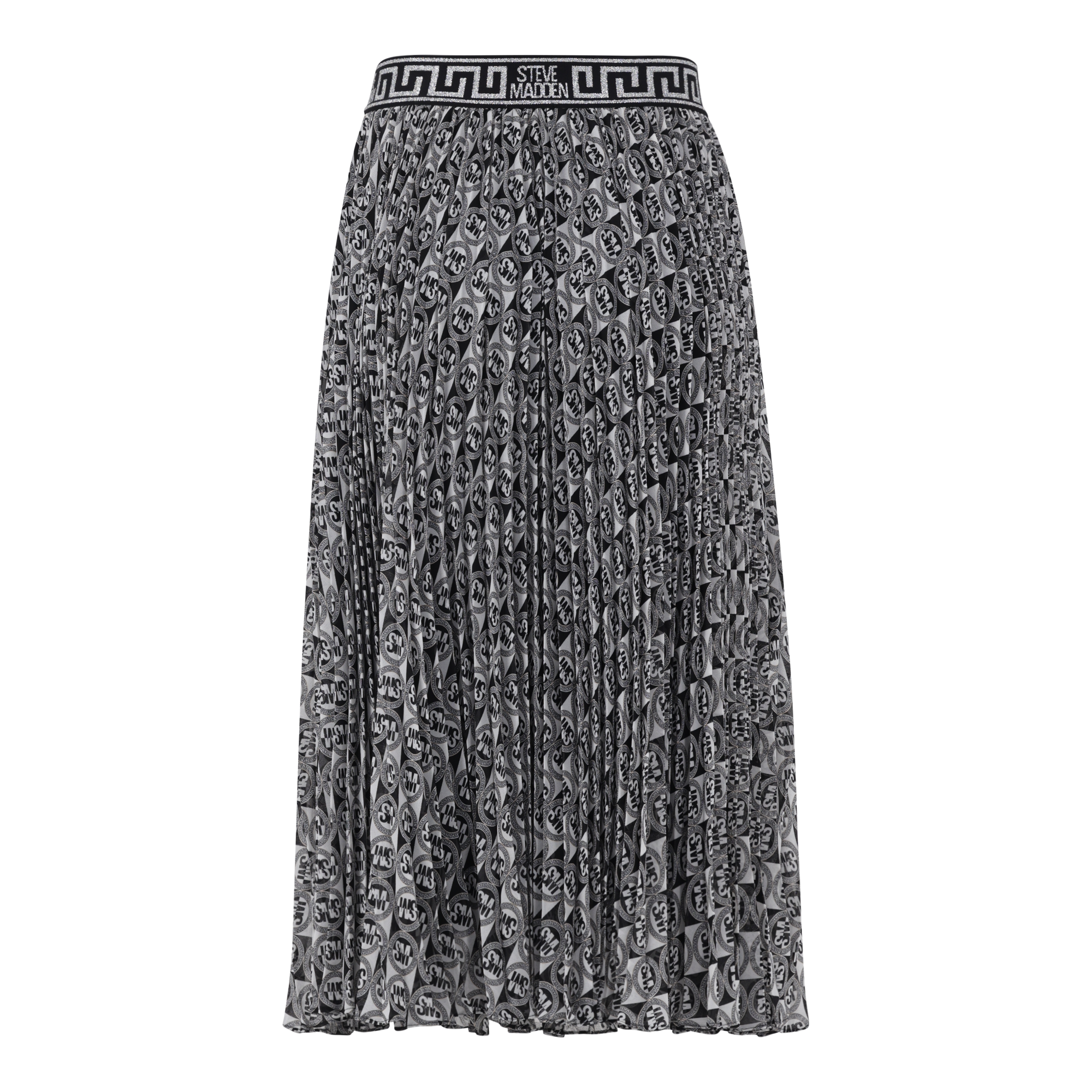 PAIGE BLACK/WHITE PLEATED MIDI SKIRT