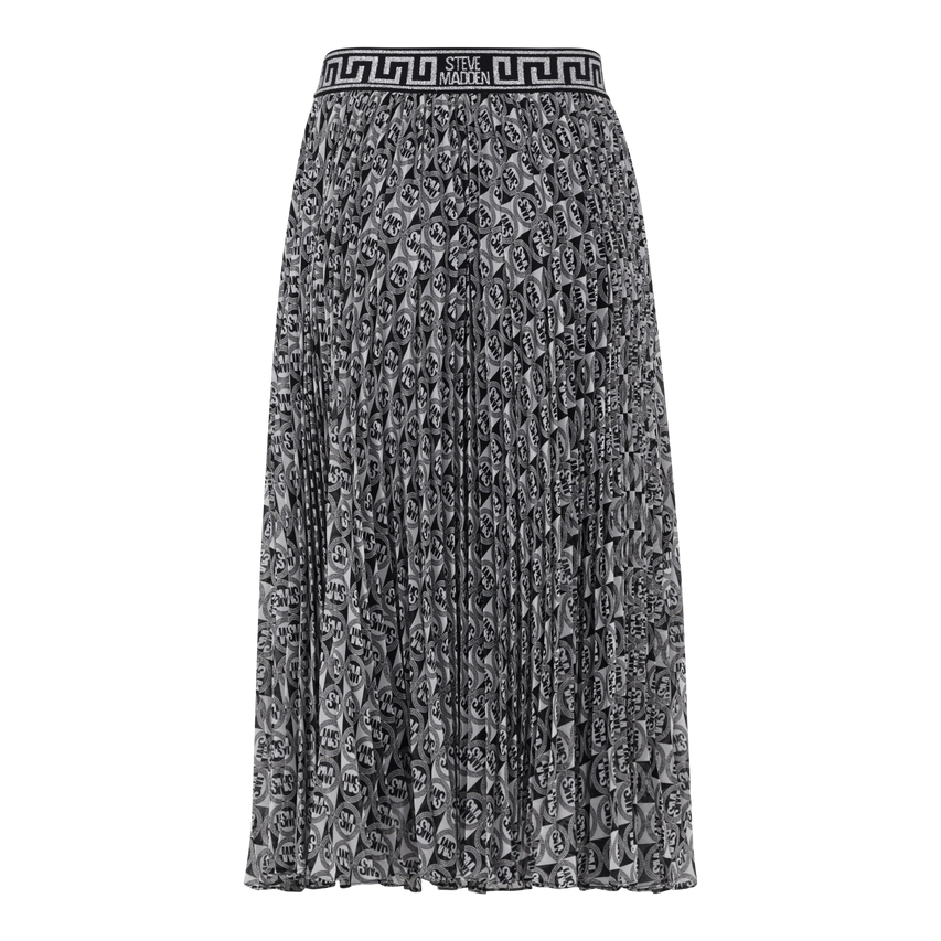 PAIGE BLACK/WHITE PLEATED MIDI SKIRT