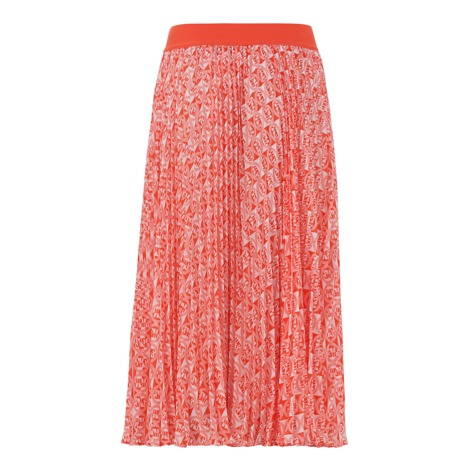 PAIGE TANGERINE PLEATED MIDI SKIRT