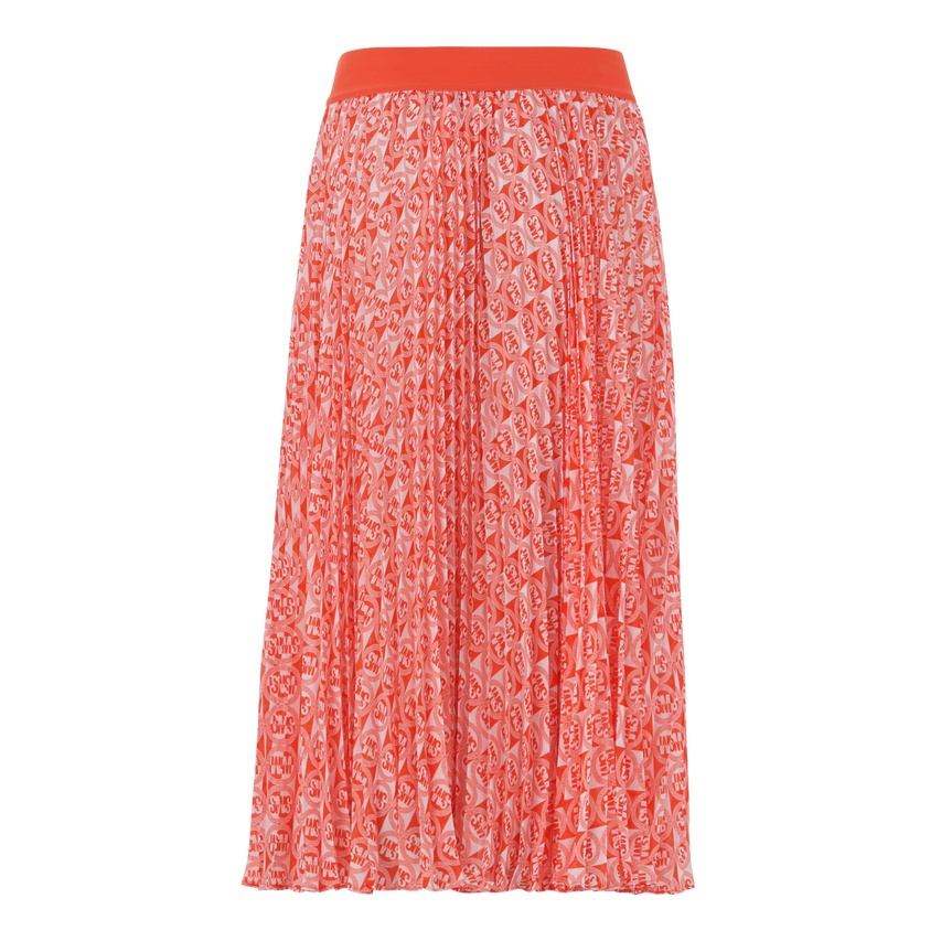 PAIGE TANGERINE PLEATED MIDI SKIRT