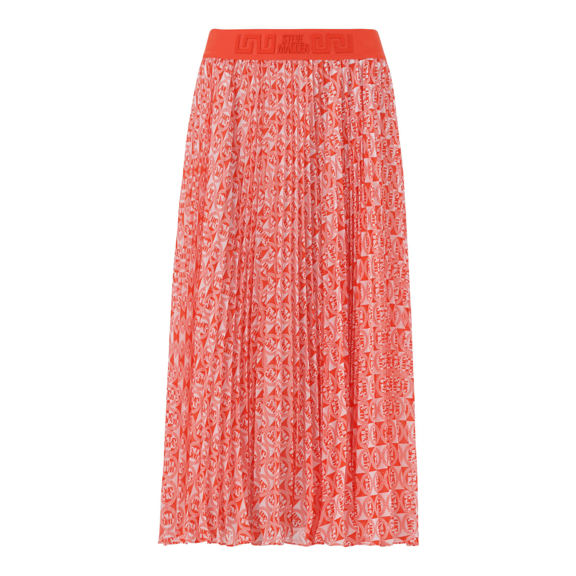 PAIGE TANGERINE PLEATED MIDI SKIRT