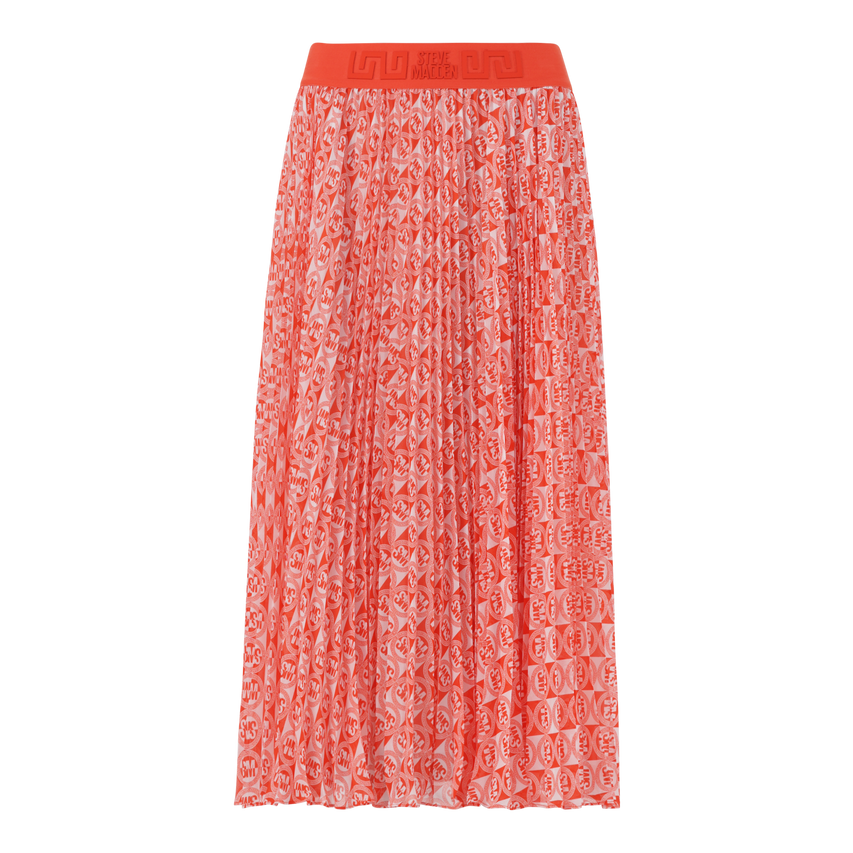 PAIGE TANGERINE PLEATED MIDI SKIRT