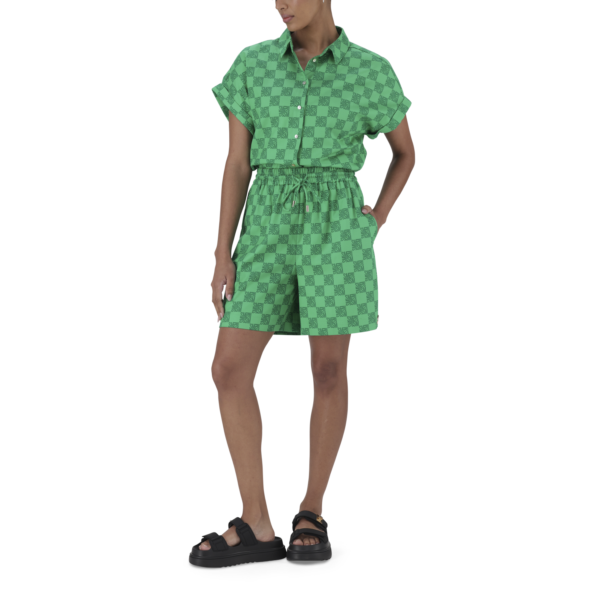 AYRA EMERALD ALLOVER PRINTED LOGO SHORTS