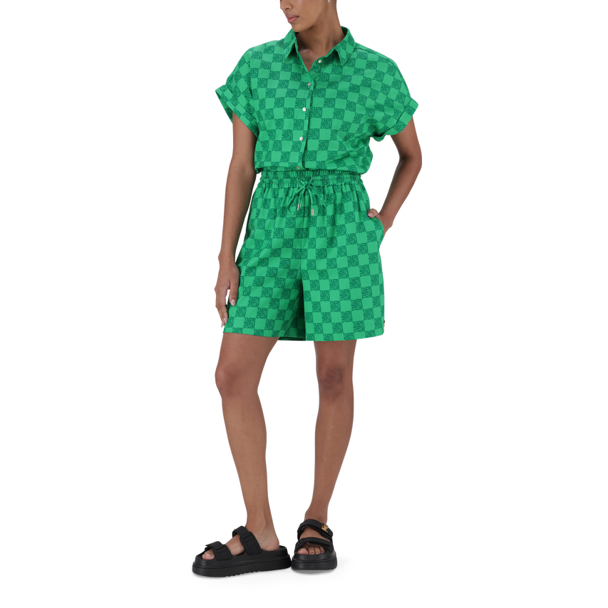 AYRA EMERALD ALLOVER PRINTED LOGO SHORTS