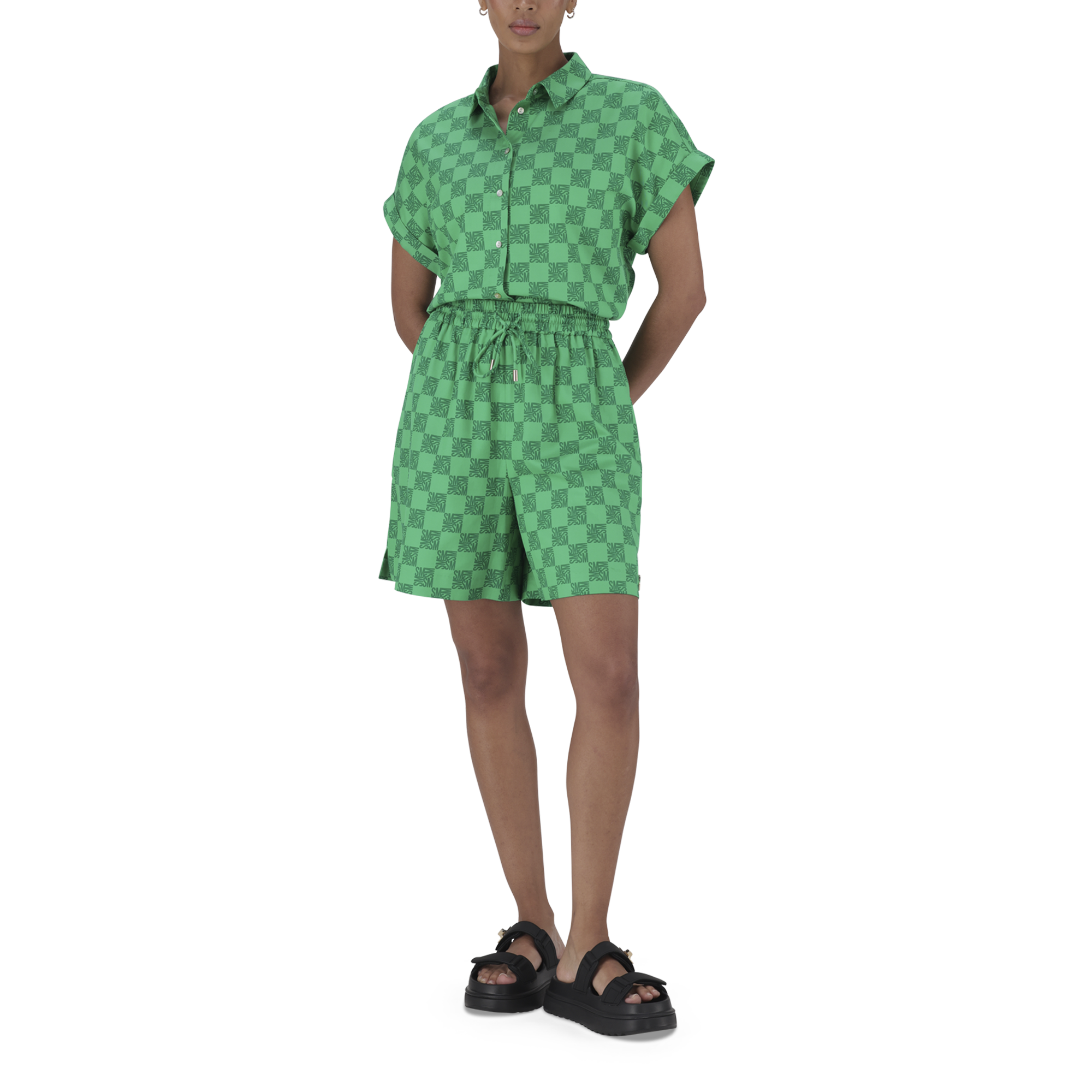 AYRA EMERALD ALLOVER PRINTED LOGO SHORTS