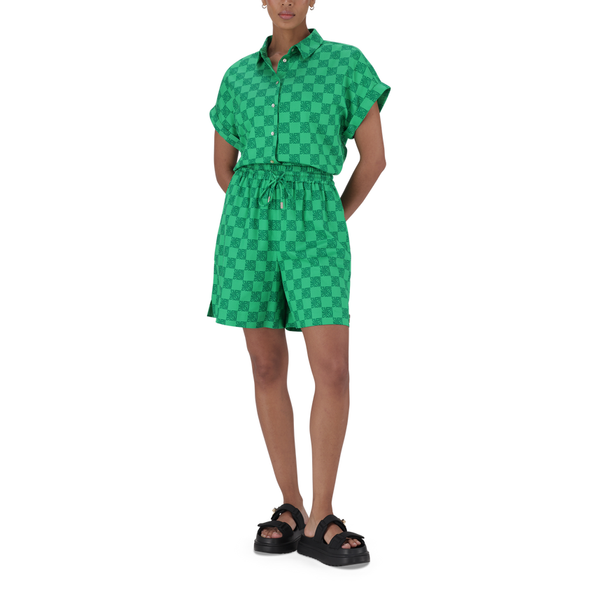 AYRA EMERALD ALLOVER PRINTED LOGO SHORTS