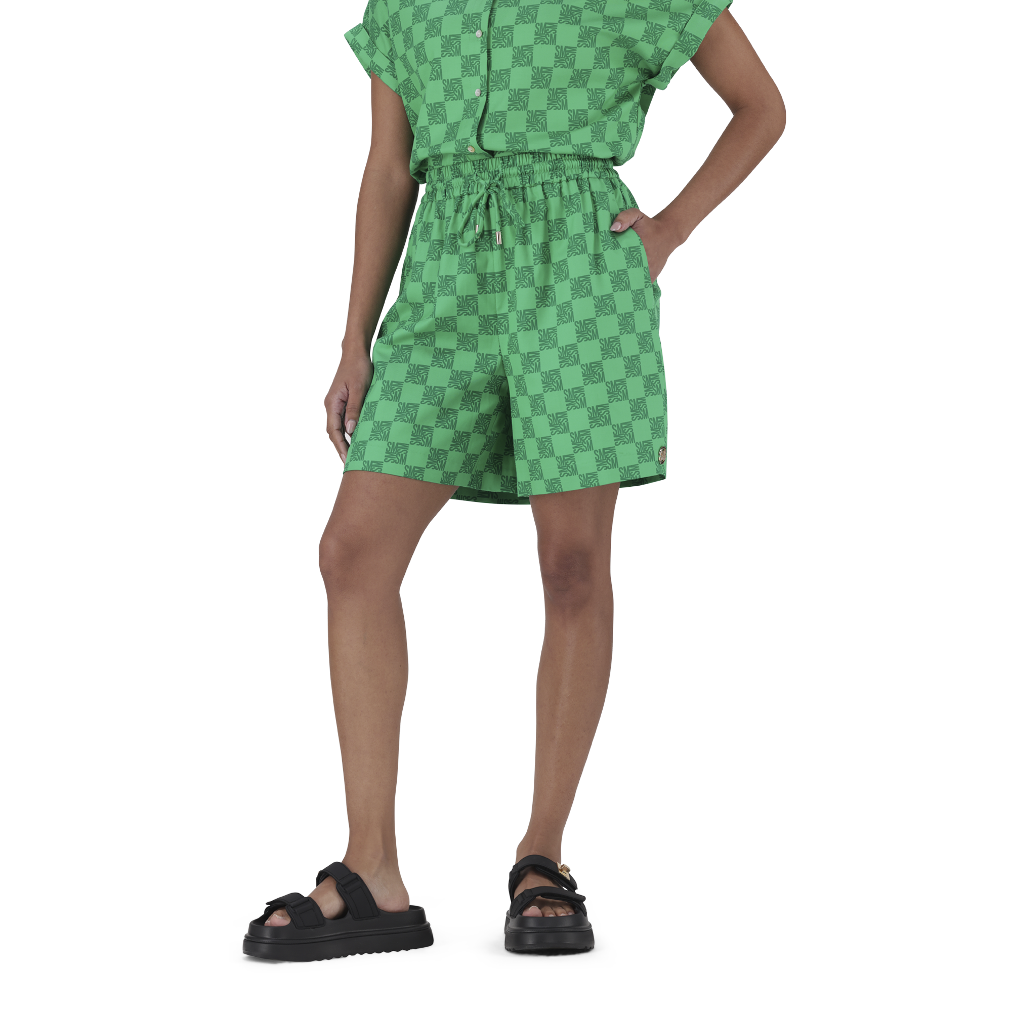 AYRA EMERALD ALLOVER PRINTED LOGO SHORTS